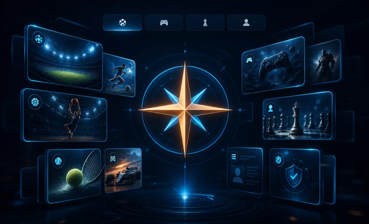 starph article topic navigation around a glowing compass star