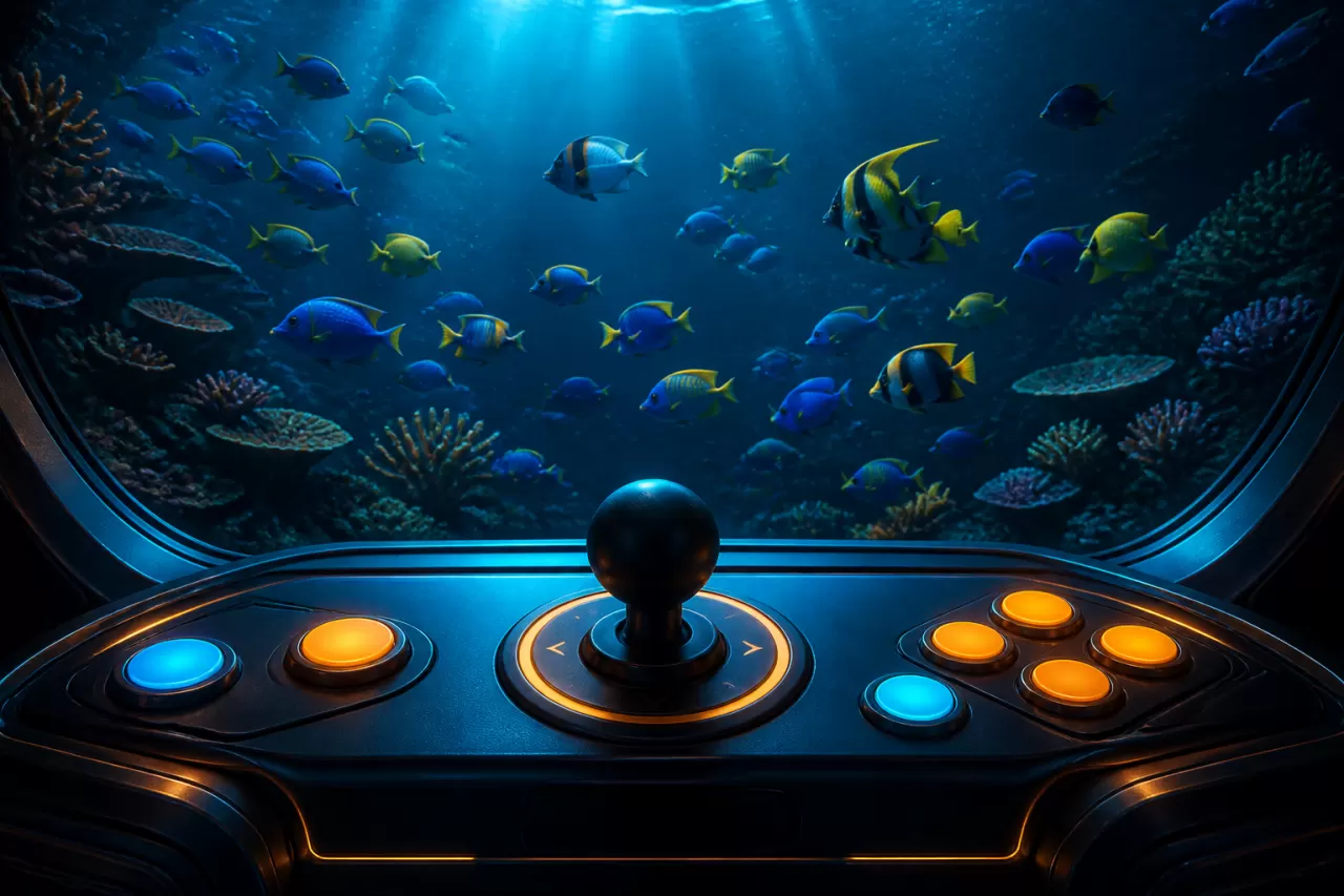 starph fishing game controls facing a tropical underwater scene