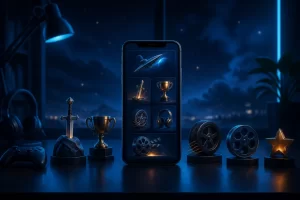starph mobile entertainment categories on a midnight blue guide screen