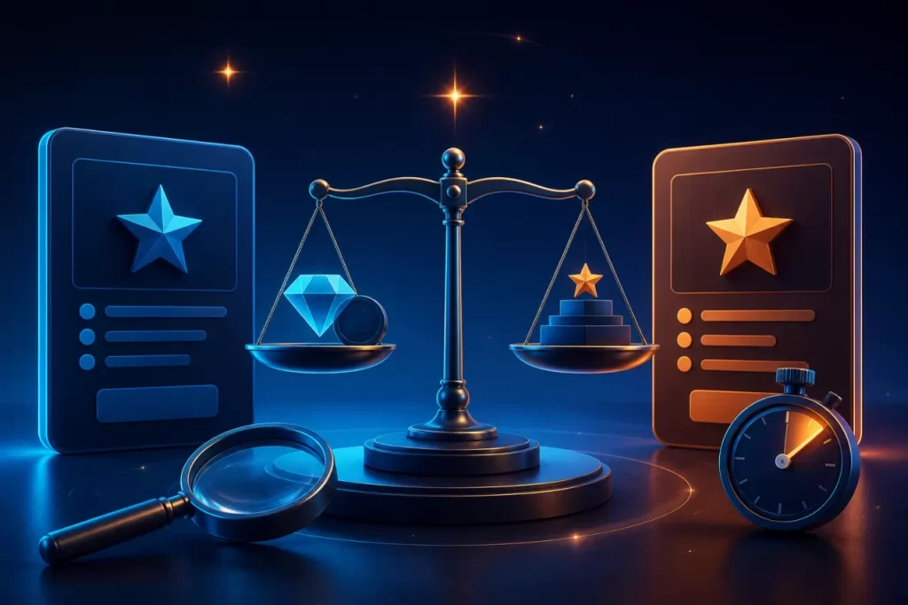 starph offer comparison with a balanced scale magnifier and timer