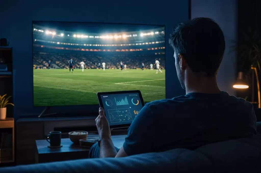starph sports match analysis with an adult viewer and tablet charts