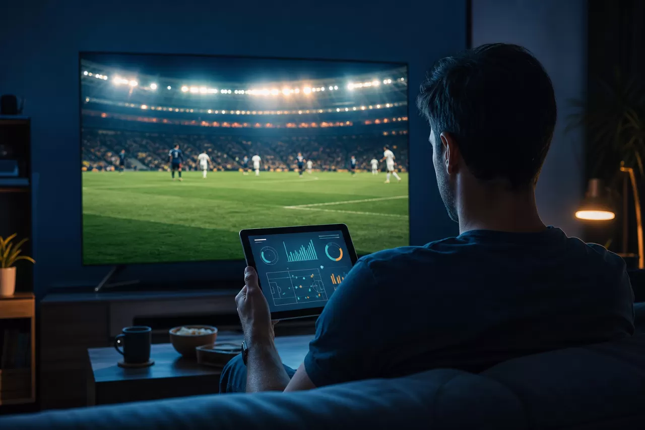 starph sports match analysis with an adult viewer and tablet charts